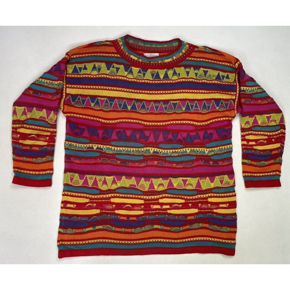 VINTAGE United Colors Of Benetton Knit Sweater Women Medium Multicolor Italy 90s